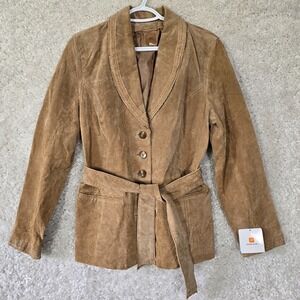 Wilsons Women’s Suede Leather Jacket Brown‎ Belted Size Medium Western Cowgirl